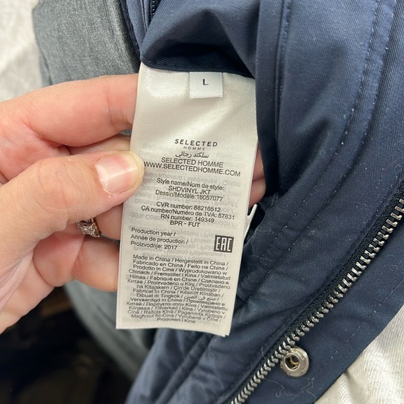 Selected Homme Identity Hooded Coat Winter Rain Heavy Jacket Blue Mens L Zip Up - Picture 14 of 16